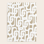 Mid Century Modern Loop Pattern in White and Flax Poster Gallery Image 4