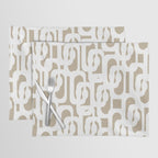 Mid Century Modern Loop Pattern in White and Flax Placemat Gallery Image 1