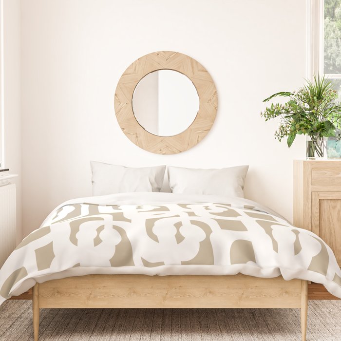 Mid Century Modern Loop Pattern in White and Flax Duvet Cover Gallery Image 3