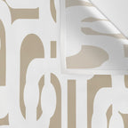 Mid Century Modern Loop Pattern in White and Flax Wall Tapestry Gallery Image 3