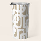 Mid Century Modern Loop Pattern in White and Flax Travel Mug Gallery Image 3