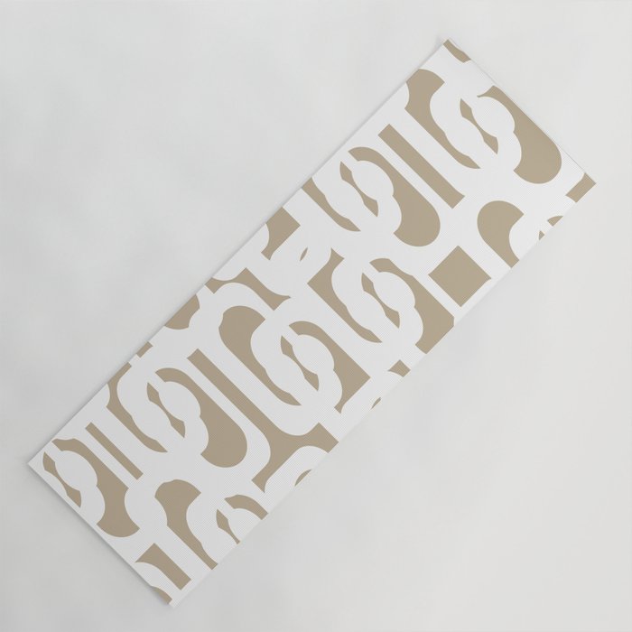 Mid Century Modern Loop Pattern in White and Flax Yoga Mat Gallery Image 1