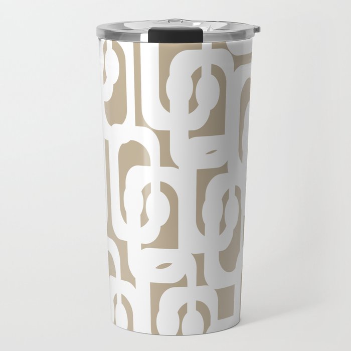 Mid Century Modern Loop Pattern in White and Flax Travel Mug Gallery Image 1
