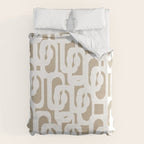 Mid Century Modern Loop Pattern in White and Flax Duvet Cover Gallery Image 6