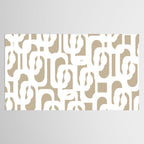 Mid Century Modern Loop Pattern in White and Flax Tablecloth Gallery Image 2