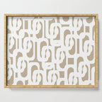 Mid Century Modern Loop Pattern in White and Flax Serving Tray Gallery Image 1