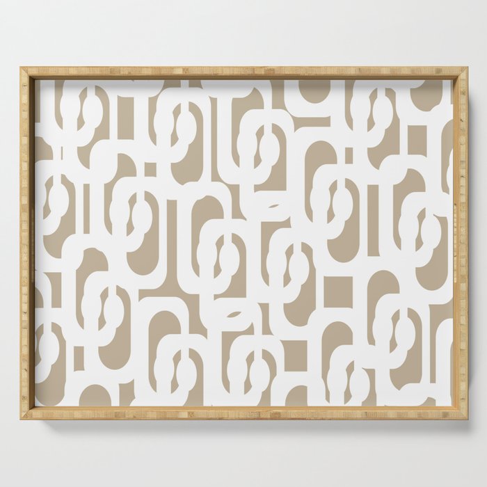 Mid Century Modern Loop Pattern in White and Flax Serving Tray Gallery Image 1