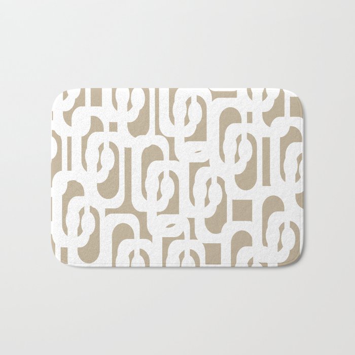 Mid Century Modern Loop Pattern in White and Flax Bath Mat Gallery Image 1