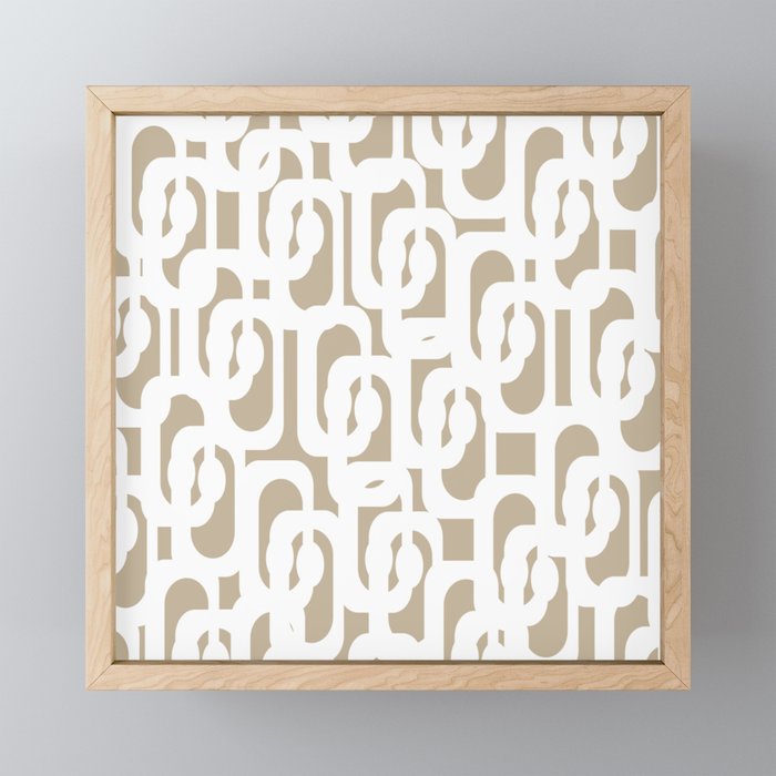 Mid Century Modern Loop Pattern in White and Flax Mini Art Print Gallery Image 1