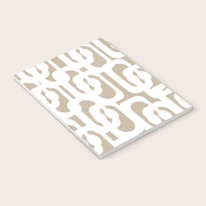 Mid Century Modern Loop Pattern in White and Flax Notebook Gallery Image 3