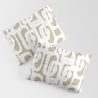 Mid Century Modern Loop Pattern in White and Flax Pillow Sham Gallery Image 3
