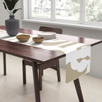 Mid Century Modern Loop Pattern in White and Flax Table Runner Gallery Image 2