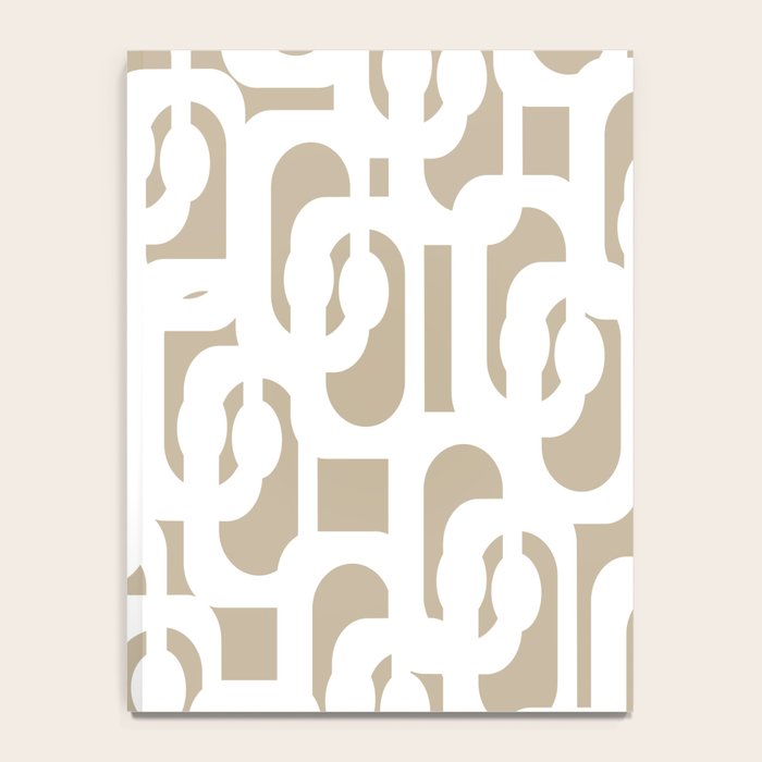Mid Century Modern Loop Pattern in White and Flax Notebook Gallery Image 4