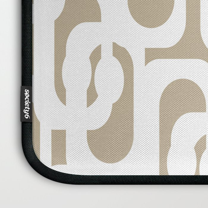 Mid Century Modern Loop Pattern in White and Flax Laptop Sleeve Gallery Image 3