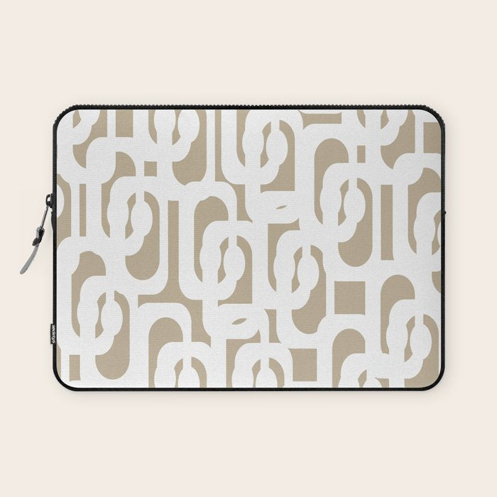 Mid Century Modern Loop Pattern in White and Flax Laptop Sleeve Gallery Image 1
