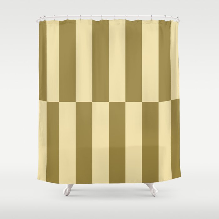 Strippy - Butter and Olive Shower Curtain Gallery Image 1