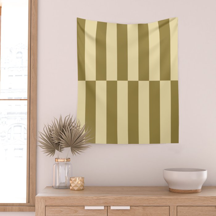 Strippy - Butter and Olive Wall Tapestry Gallery Image 2