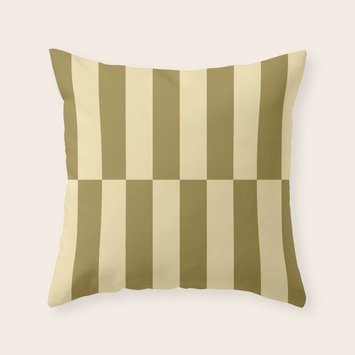 Strippy - Butter and Olive Throw Pillow Gallery Image 1