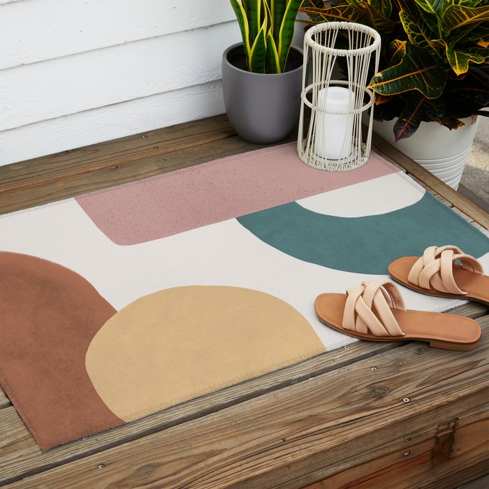 Abstract Earth 1-2 - Painted Shapes Outdoor Rug Gallery Image 2