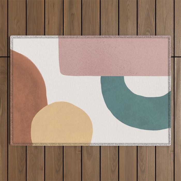Abstract Earth 1-2 - Painted Shapes Outdoor Rug Gallery Image 1