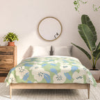 Bold flowers in my garden on chalky green Comforter Gallery Image 3