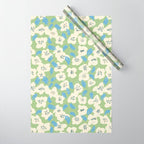 Bold flowers in my garden on chalky green Wrapping Paper Gallery Image 1