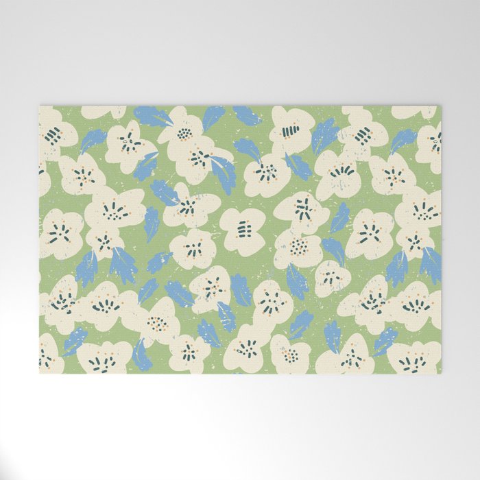Bold flowers in my garden on chalky green Welcome Mat Gallery Image 1