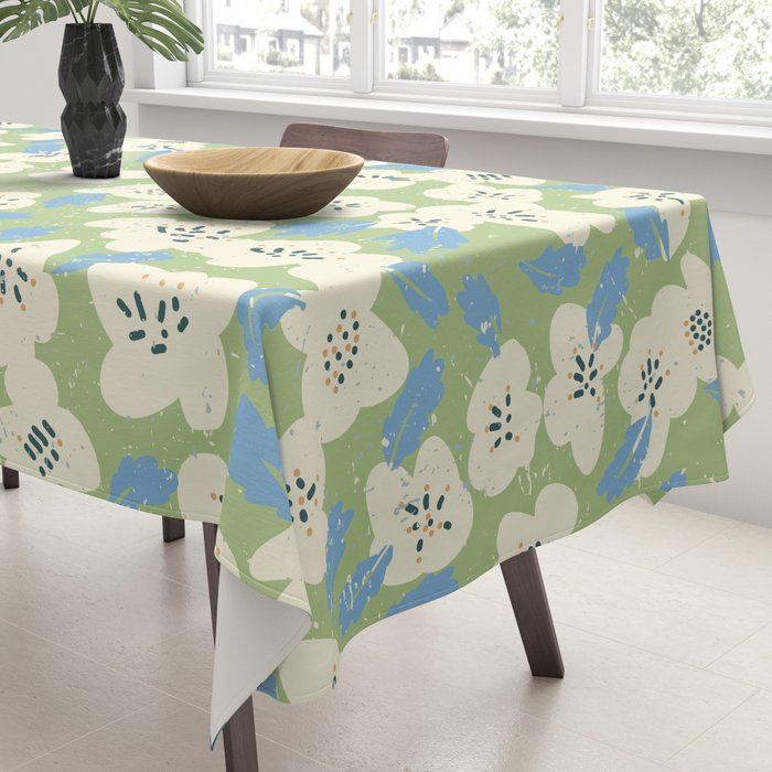 Bold flowers in my garden on chalky green Tablecloth Gallery Image 3