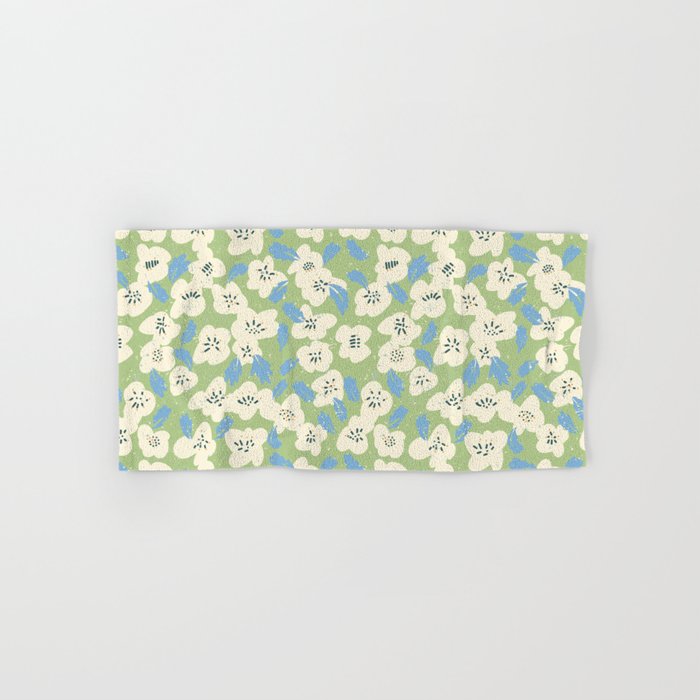 Bold flowers in my garden on chalky green Bath Towel Gallery Image 1