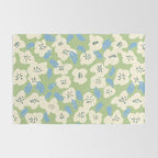 Bold flowers in my garden on chalky green Rug Gallery Image 2