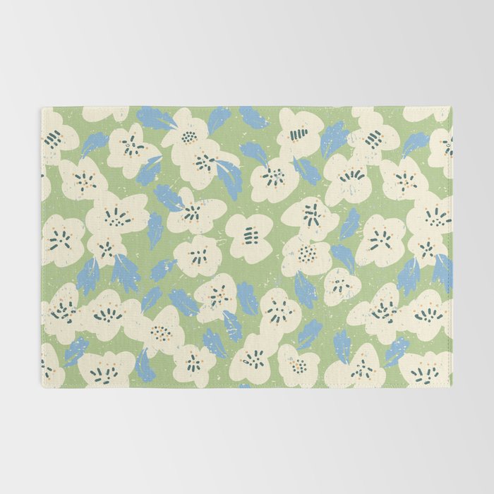 Bold flowers in my garden on chalky green Rug Gallery Image 2