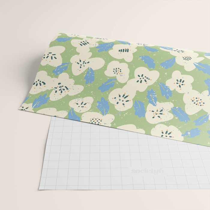 Bold flowers in my garden on chalky green Wrapping Paper Gallery Image 2