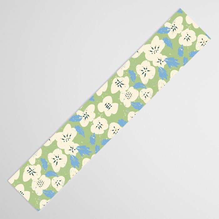 Bold flowers in my garden on chalky green Table Runner Gallery Image 3