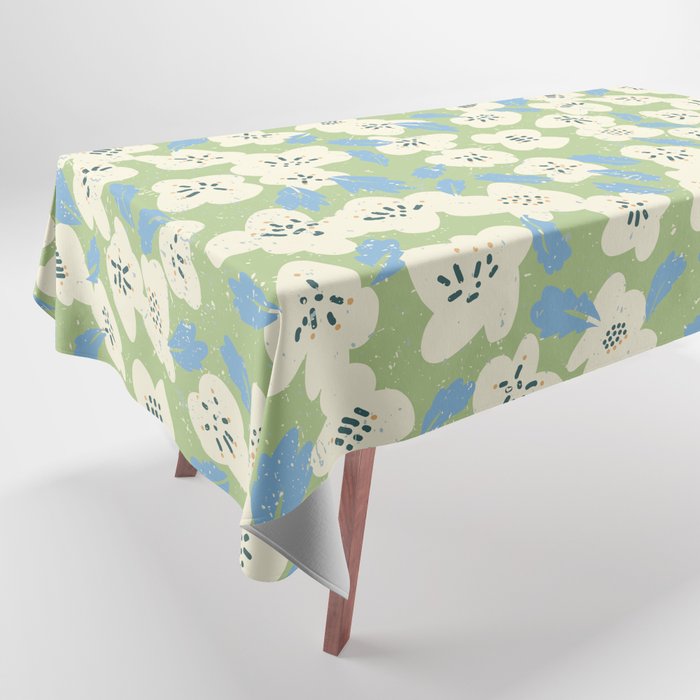 Bold flowers in my garden on chalky green Tablecloth Gallery Image 1