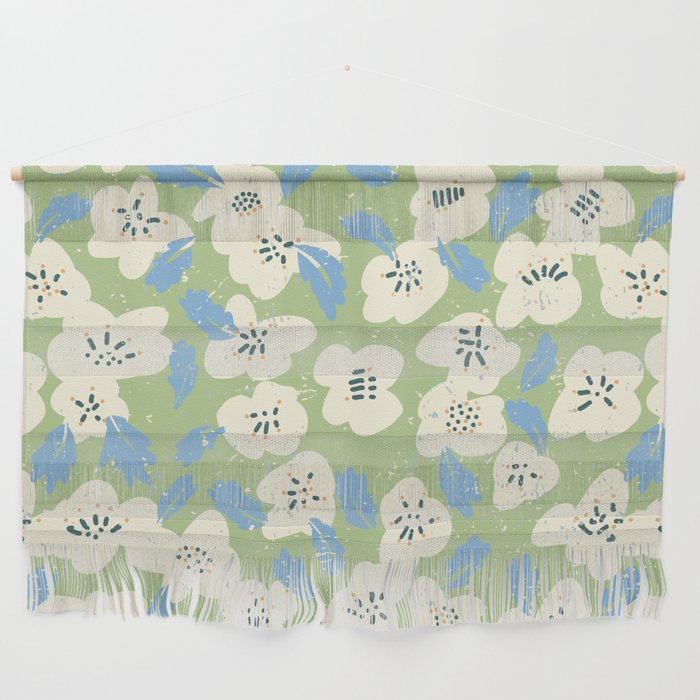 Bold flowers in my garden on chalky green Wall Hanging Gallery Image 1