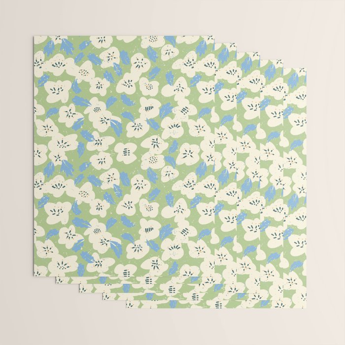 Bold flowers in my garden on chalky green Wrapping Paper Gallery Image 3