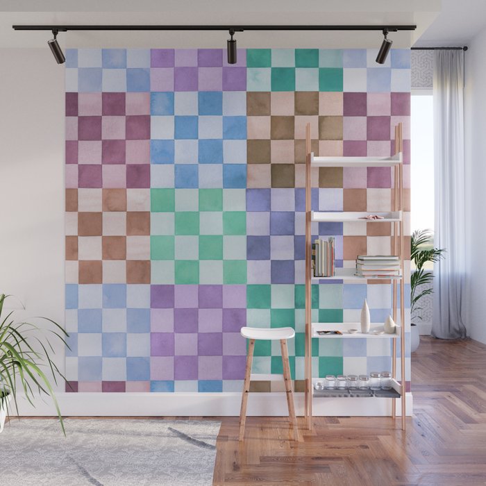 Handmade checker Cool tones Cozy heirloom Wall Mural Gallery Image 1