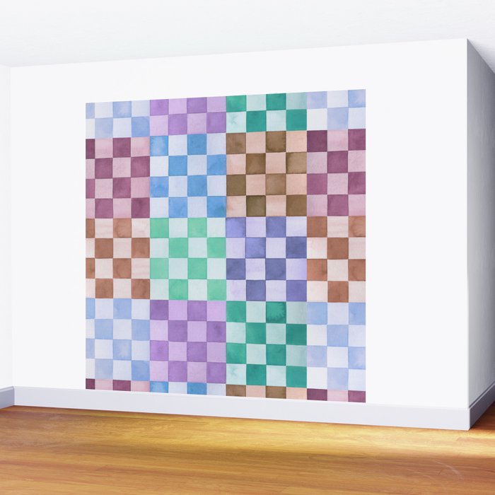 Handmade checker Cool tones Cozy heirloom Wall Mural Gallery Image 2