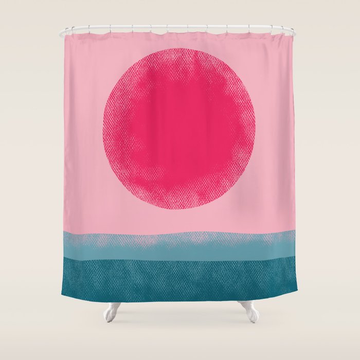 Pink Sun Shower Curtain Gallery Image 1