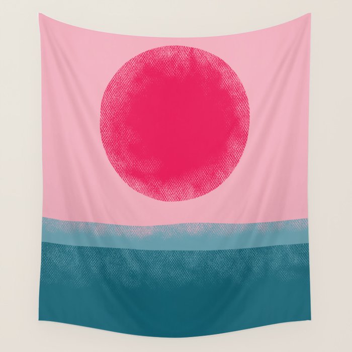 Pink Sun Wall Tapestry Gallery Image 1