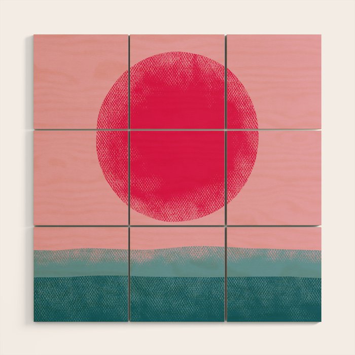 Pink Sun Wood Wall Art Gallery Image 1