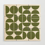 Mid Century Modern Geometric 04 Olive Green Wood Wall Art Gallery Image 1