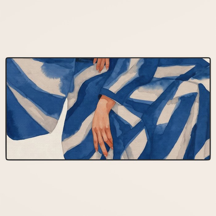 Blue Figurative Woman  Desk Mat Gallery Image 3