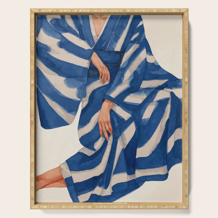 Blue Figurative Woman  Serving Tray Gallery Image 1