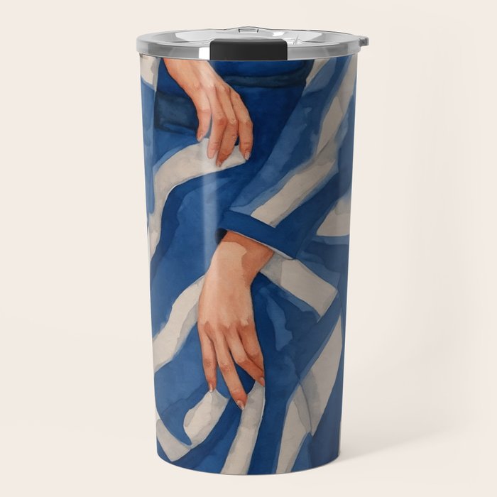 Blue Figurative Woman  Travel Mug Gallery Image 1