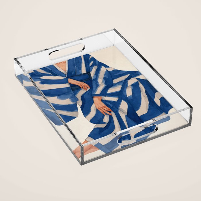 Blue Figurative Woman  Acrylic Tray Gallery Image 1