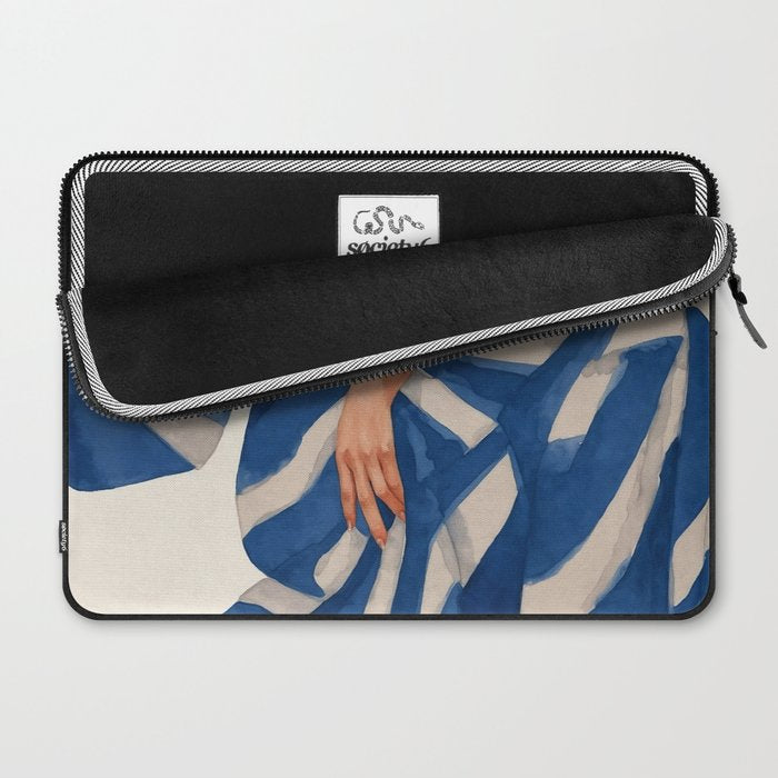 Blue Figurative Woman  Laptop Sleeve Gallery Image 2