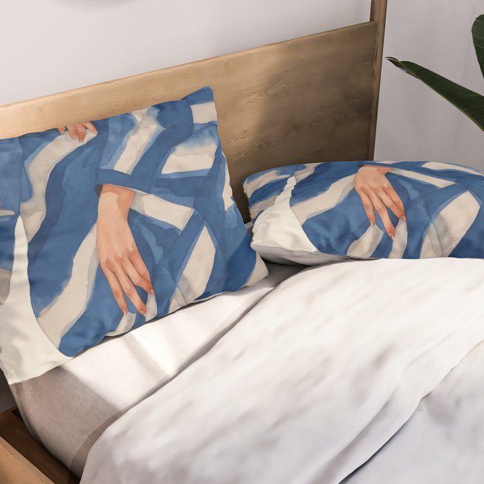 Blue Figurative Woman  Pillow Sham Gallery Image 2