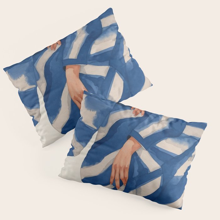 Blue Figurative Woman  Pillow Sham Gallery Image 1