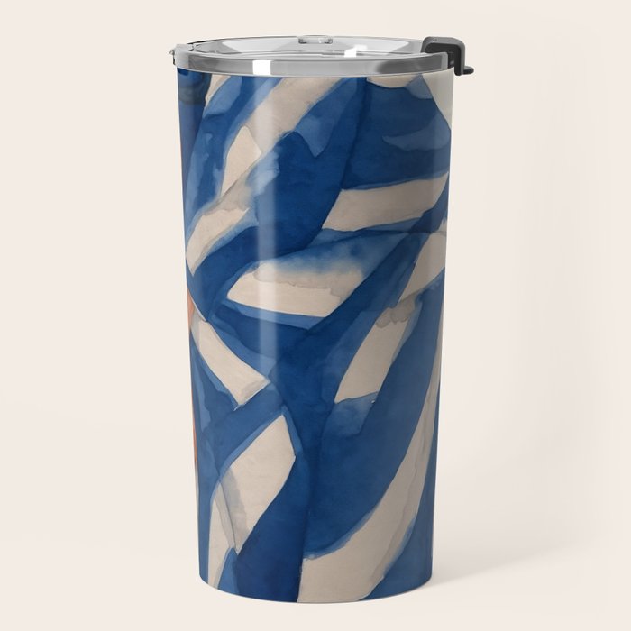 Blue Figurative Woman  Travel Mug Gallery Image 2